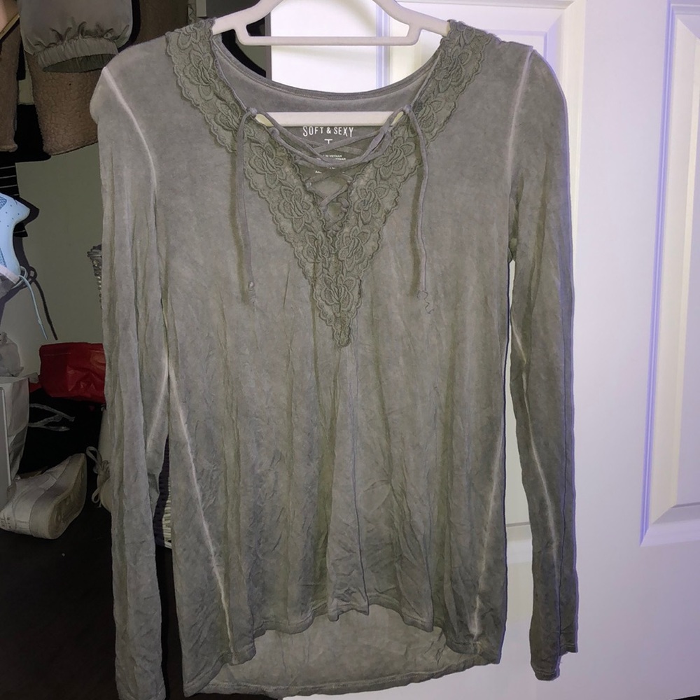 Olive green long sleeve top